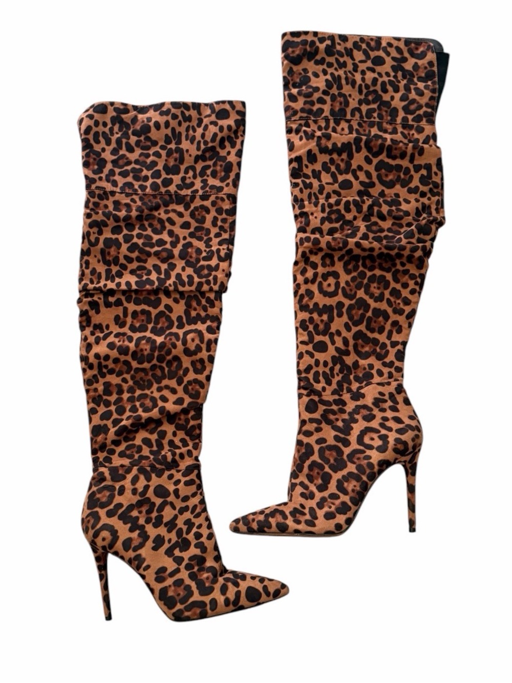 Jessica Simpson High Long Wide Calf Leopard Heel Boots Size 9.5